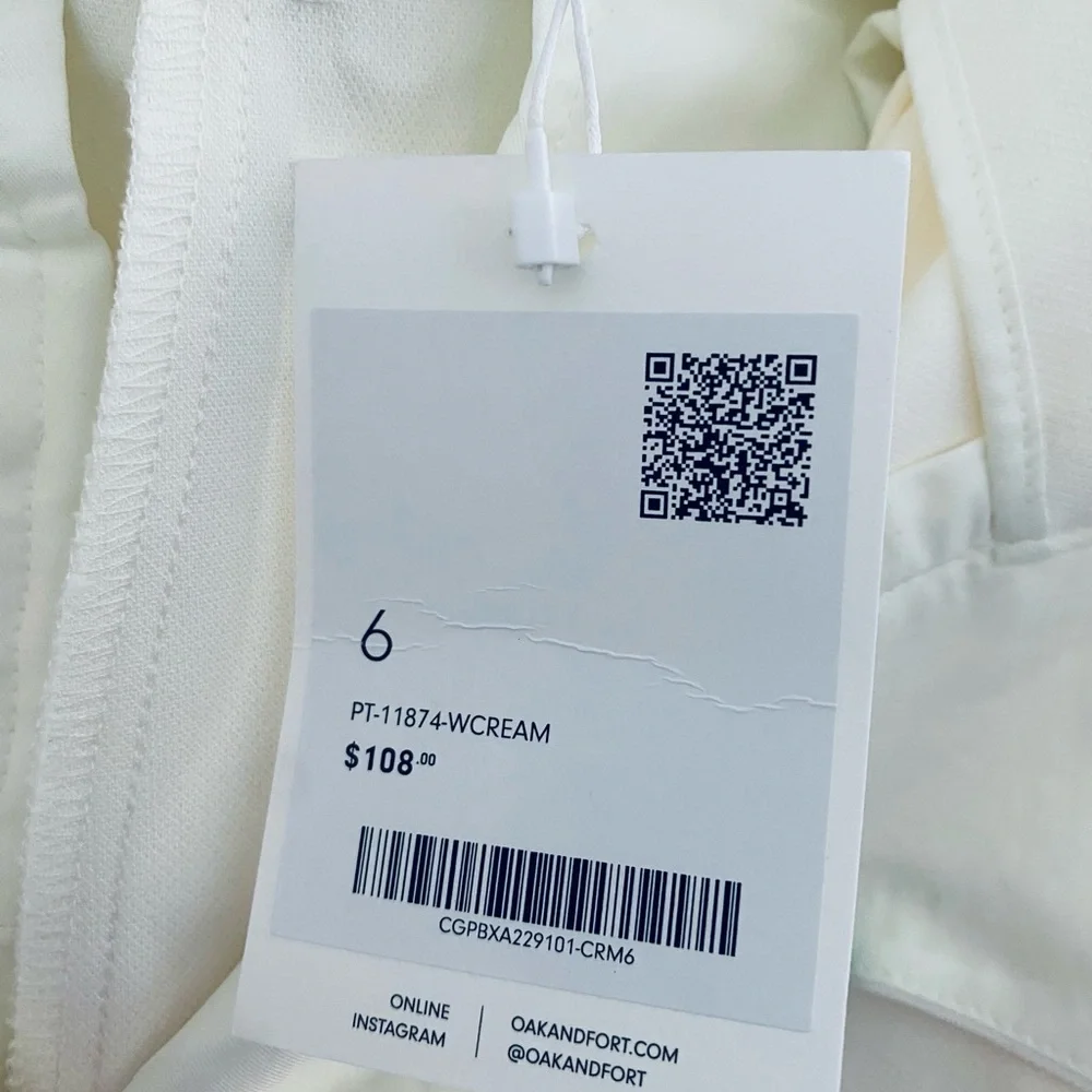 OAK + FORT Elegant White Wide-Leg Pants - Picture 12 of 16